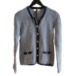 Banana Republic Navy and White Button-Up Cardigan